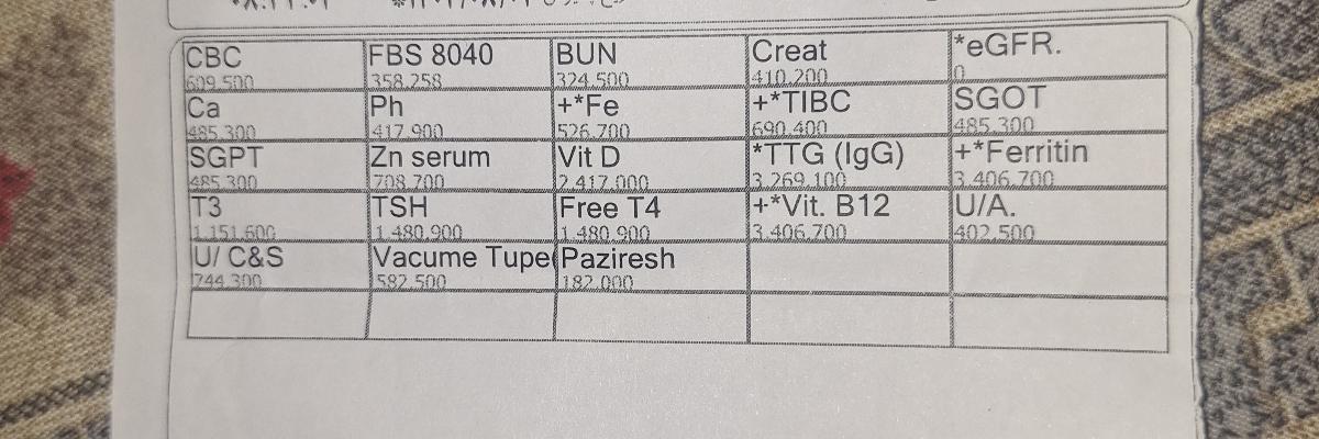 لیست آزمایشات چکاپ یکسالگی