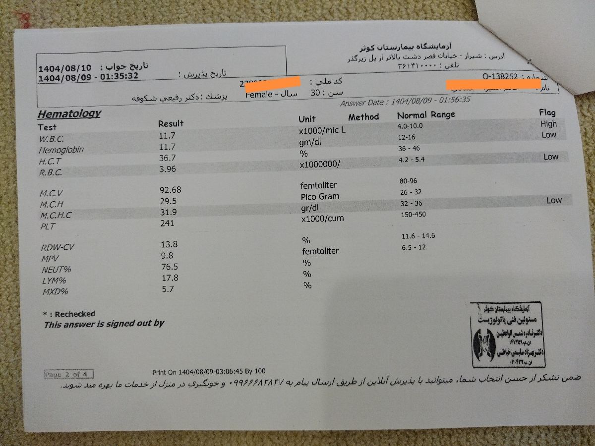 دکتر جان ازمایش های منو چک میکنید.