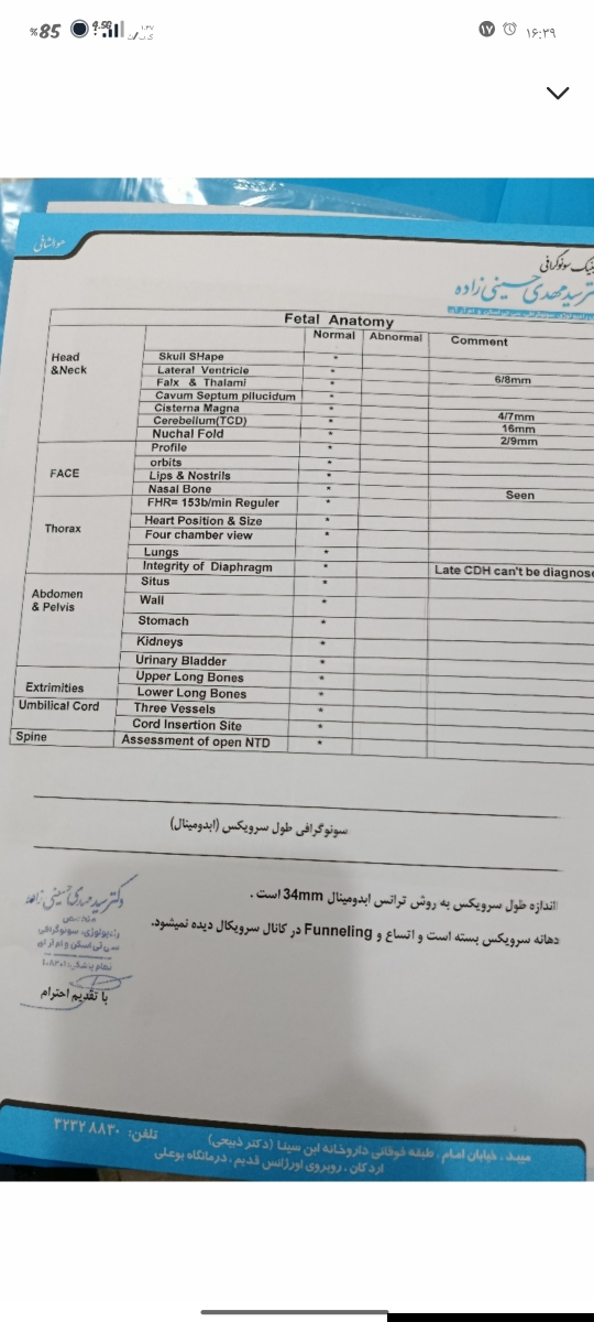 تفسیر سونوگرافی آنومالی دو برگه