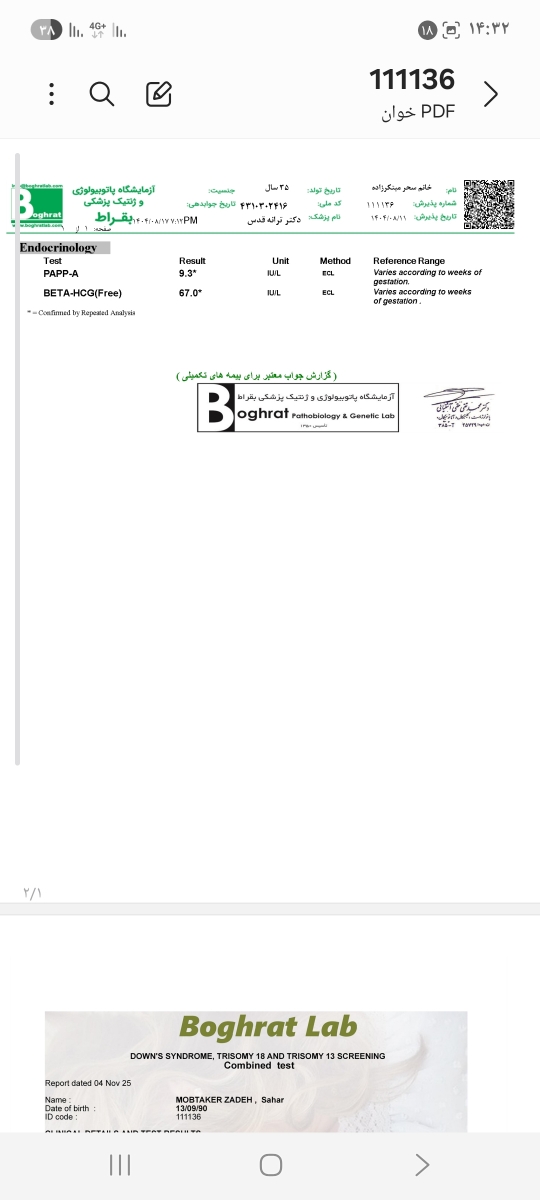 غربالگری اول بالا بودن عدد مام غربالگری اول بالا بودن عدد مام