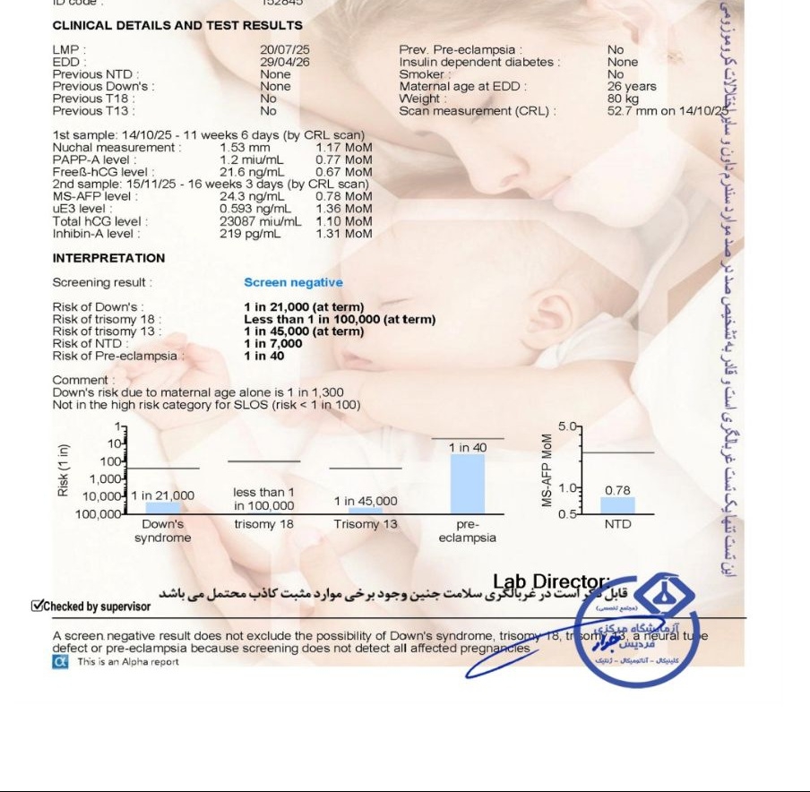 تفسیر جواب آزمایش غربالگری مرحله دوم