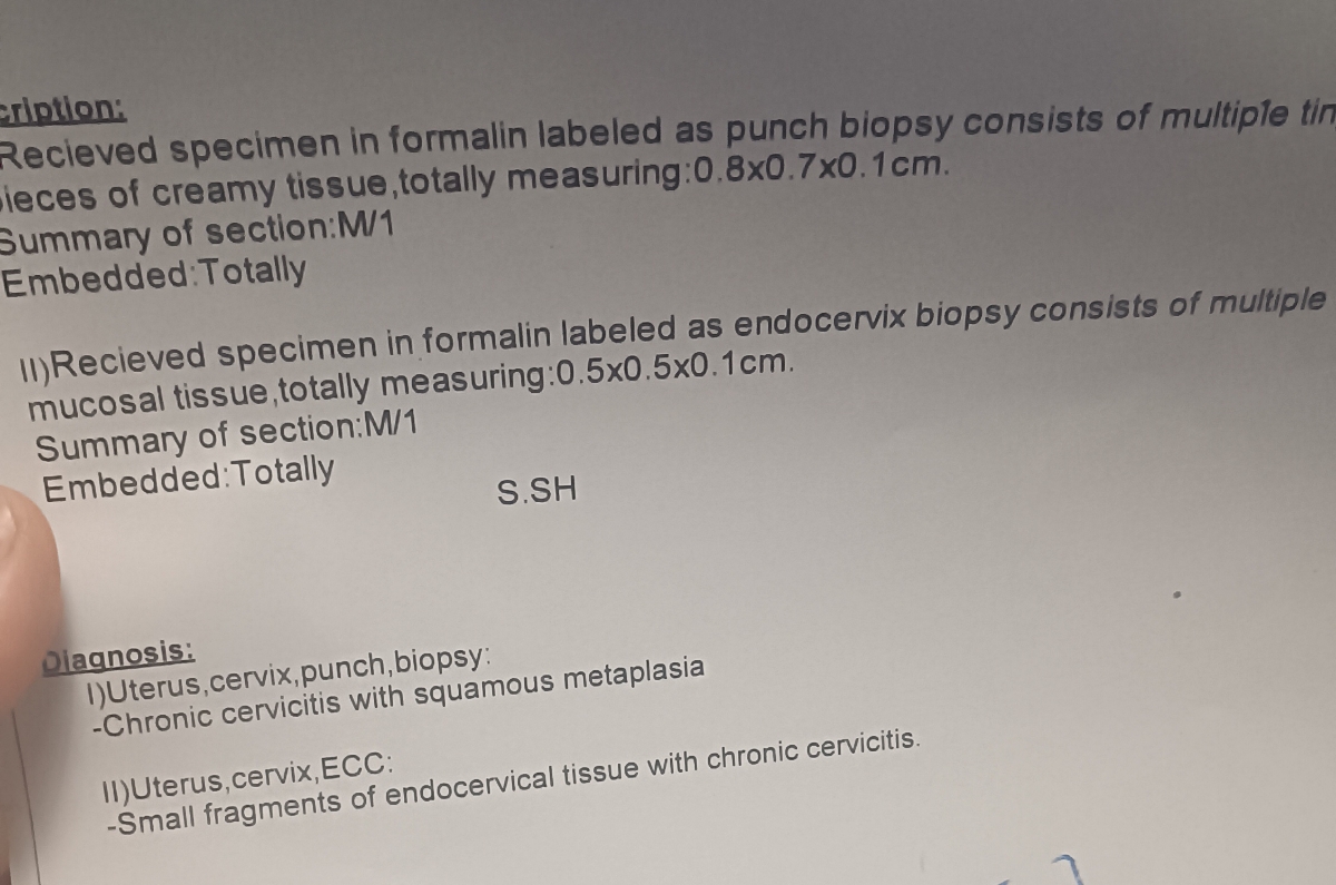 جواب پاتولوژی و بیوپسی رحم