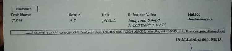میشه لطفا آزمایش تیروعیدمو تفسیر کنید