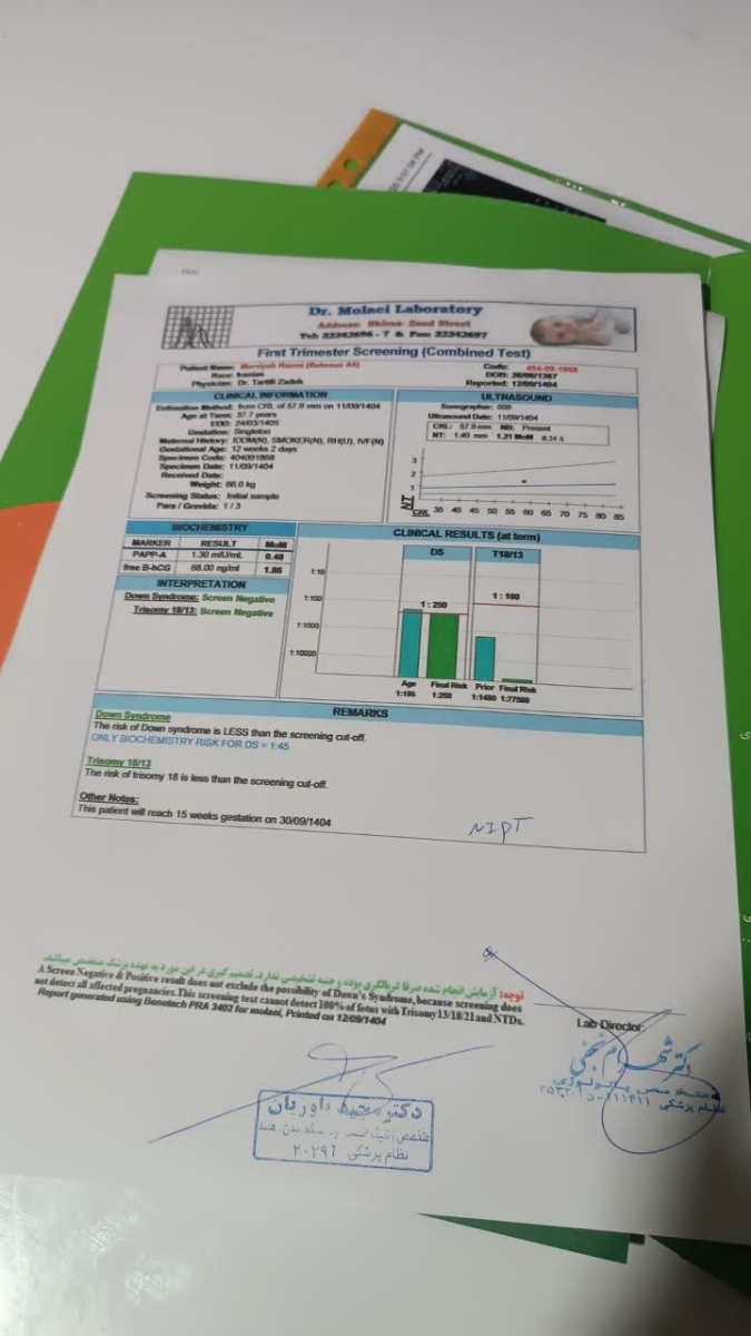 جواب آزمایش و سونو ان تی