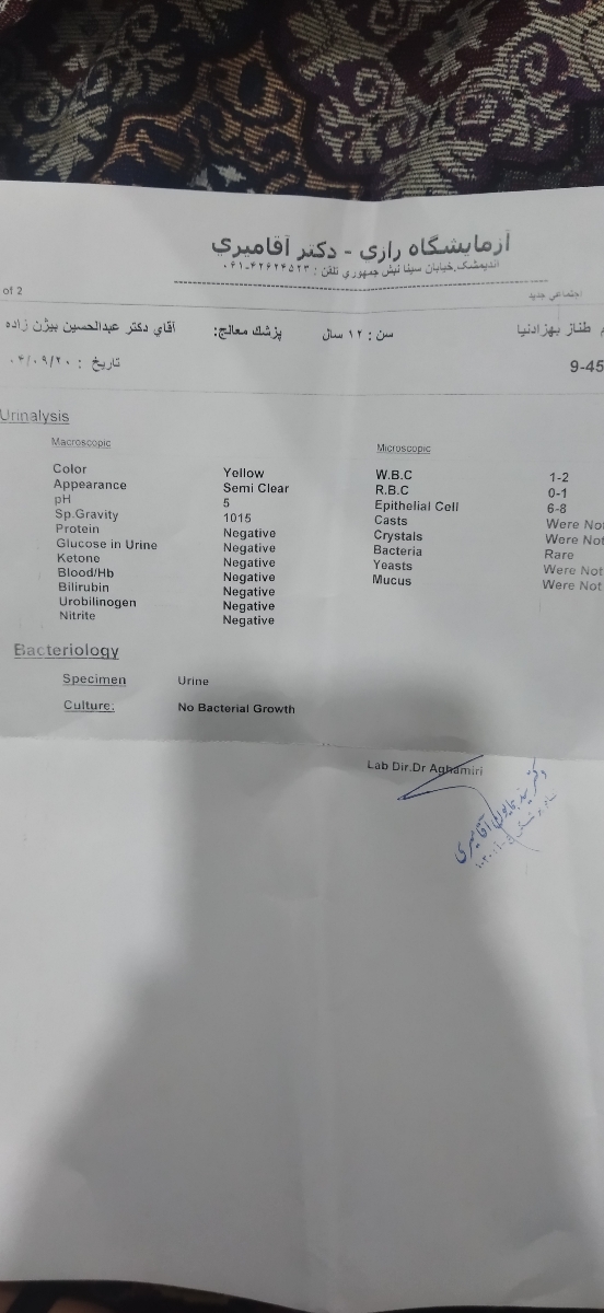 آیا آزمایش ادرار نرماله؟