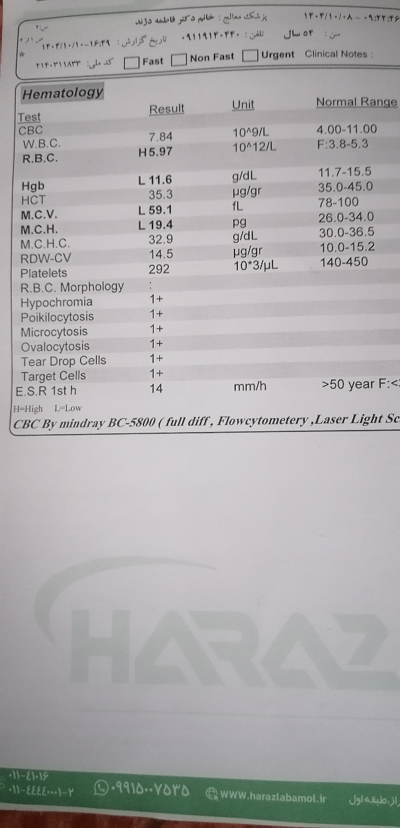 تفسیر آزمایش مینور و یائسه