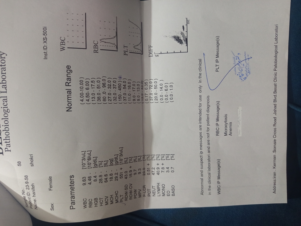 سلام خانوم دکتر جواب آزمایش میشه نگاه کنین