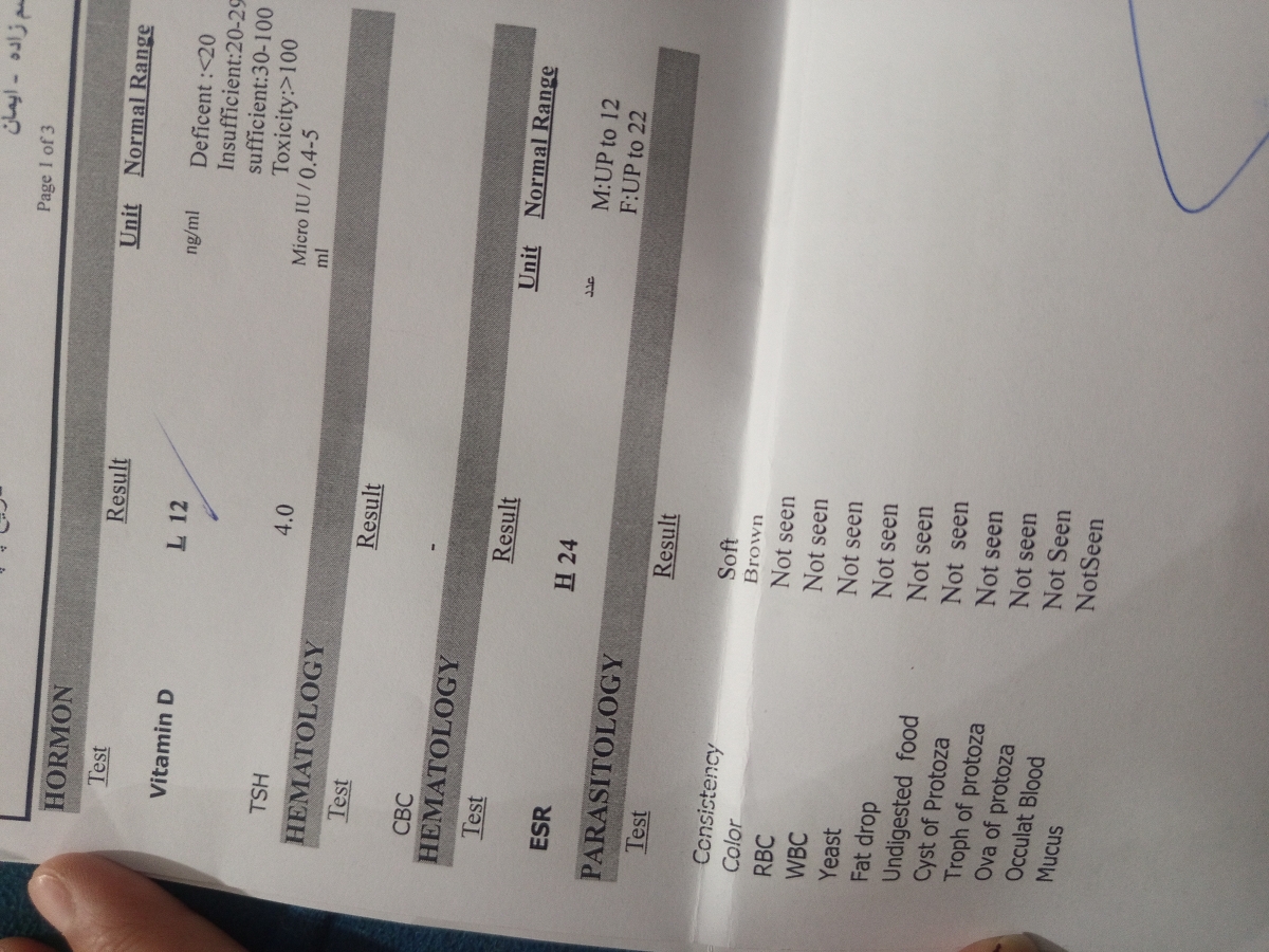 سلام خانوم دکتر جواب آزمایش میشه نگاه کنین