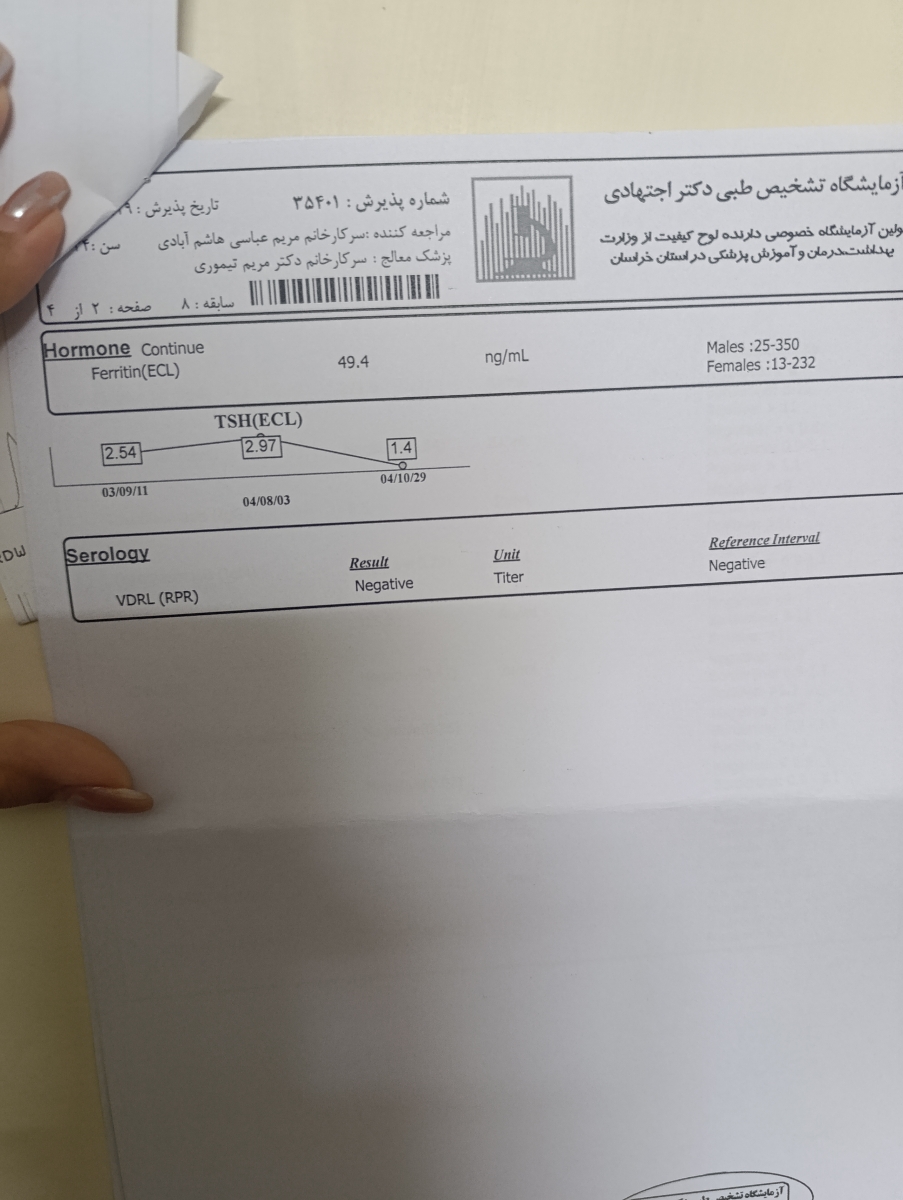 میشه لطفاً آزمایش منو چک کنین