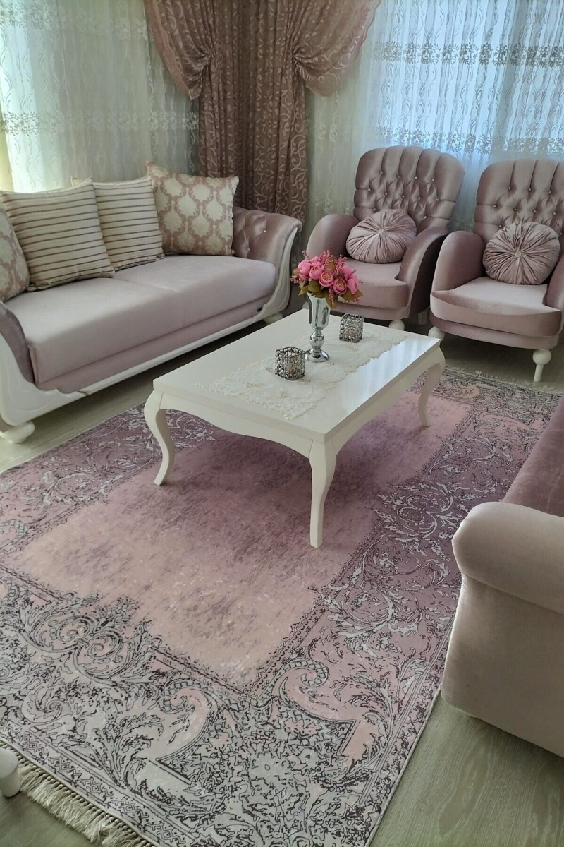 نمونه فرش صورتی