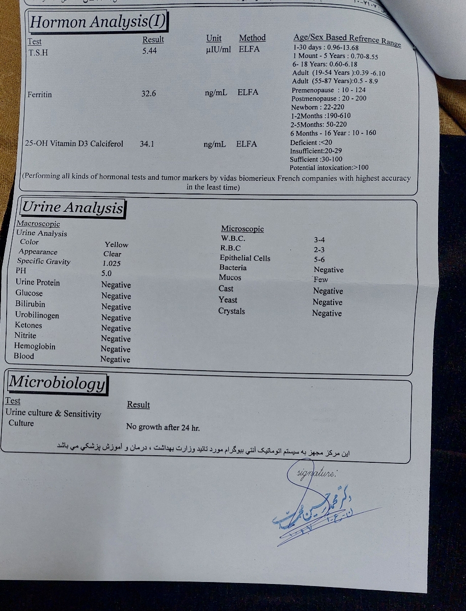 تفسیر آزمایش اولیه بارداری