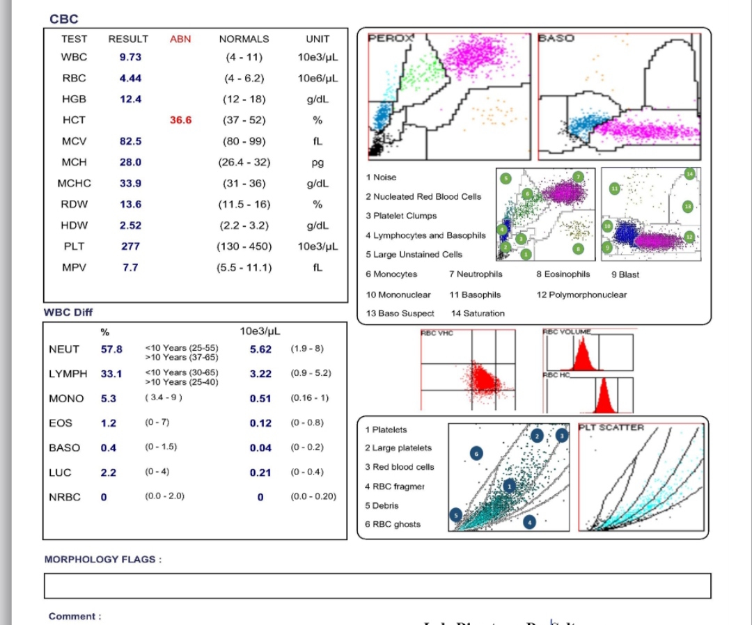 تفسیر ازمایش خون لطفا