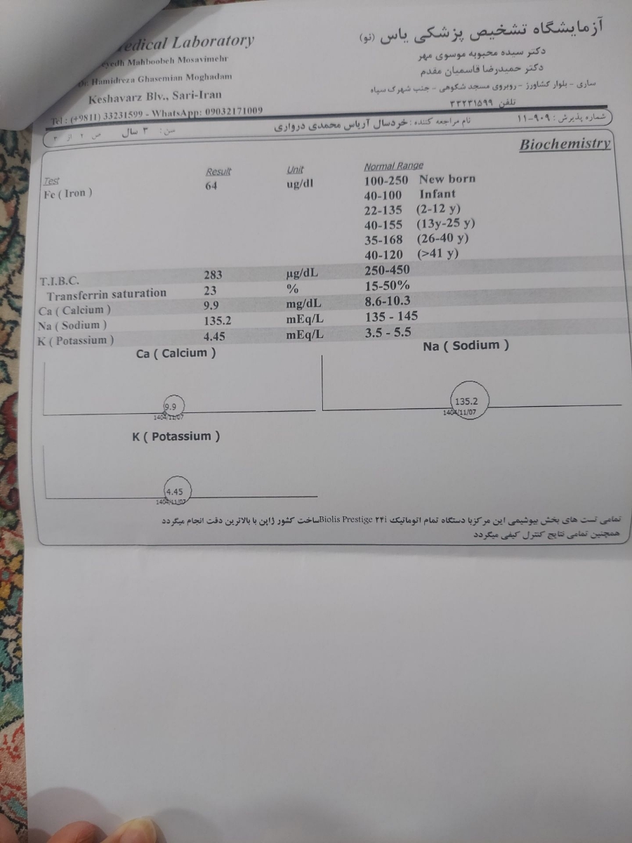 تفسیر ازمایش پسر ۳ساله
