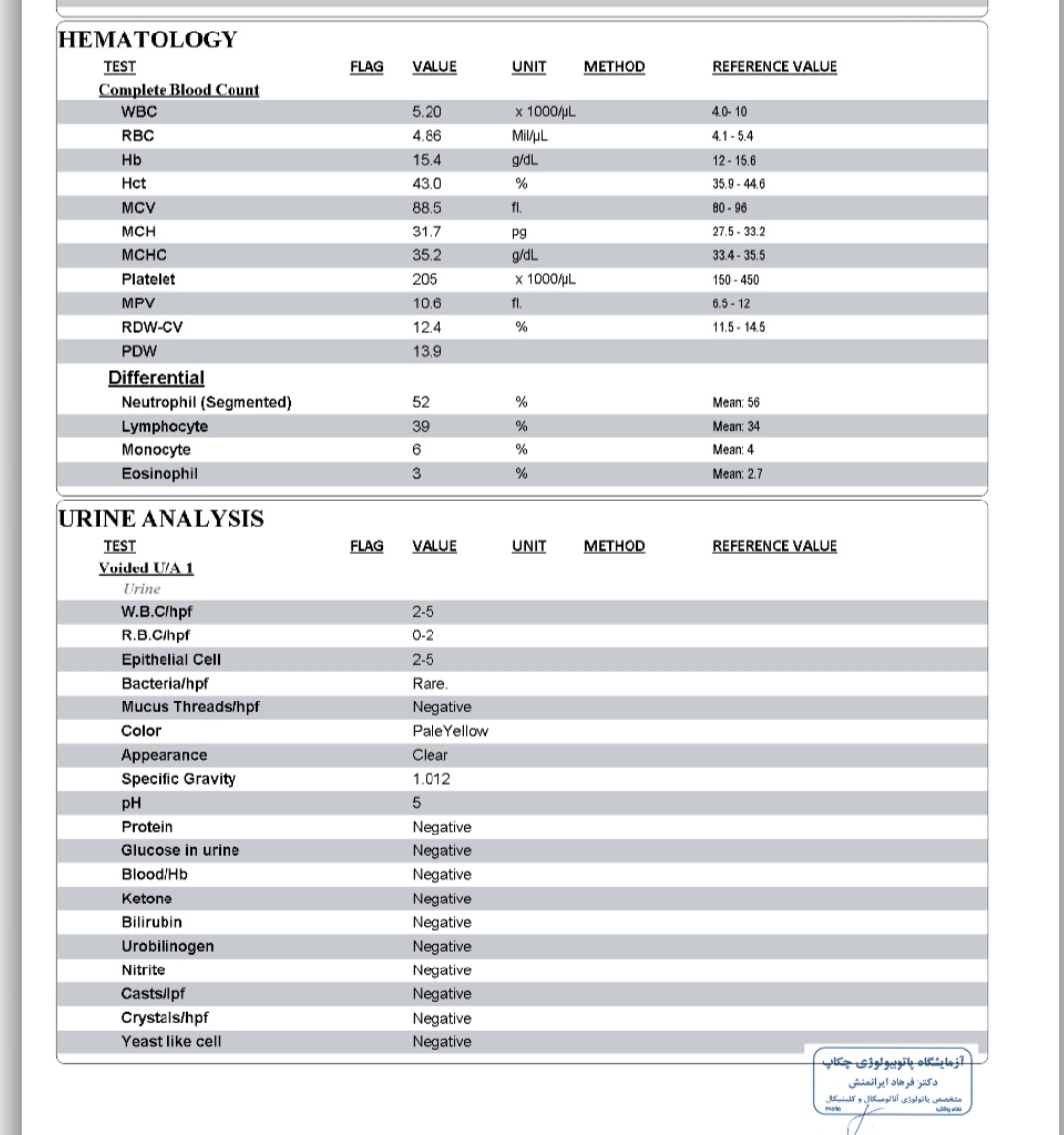 جواب آزمایش بعد از زایمان