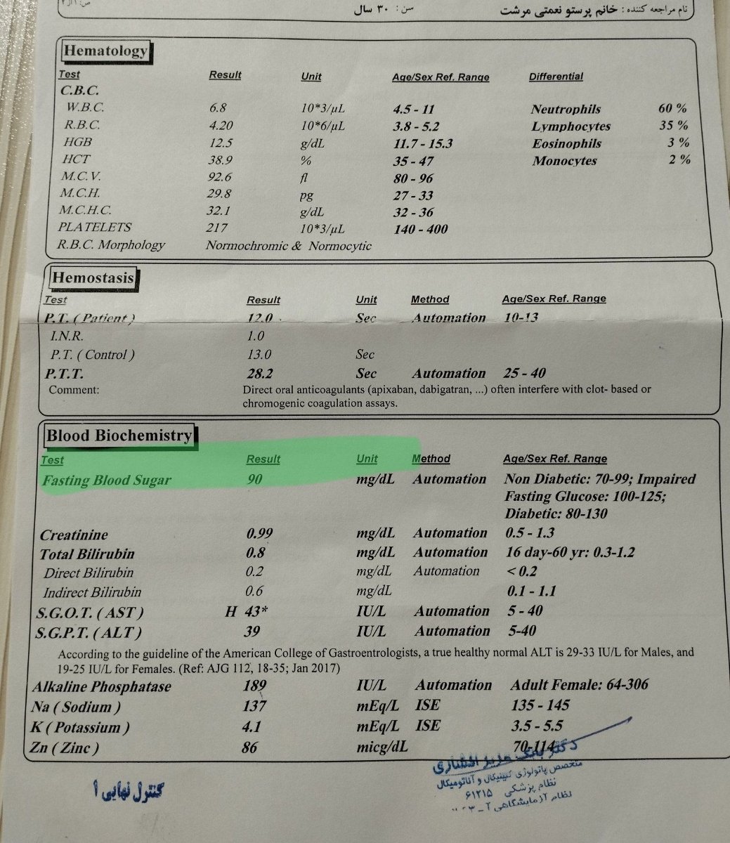 تفسیر آزمایش بارداری بصورت ناشتا دادم تفسیر آزمایش بارداری بصورت ناشتا دادم