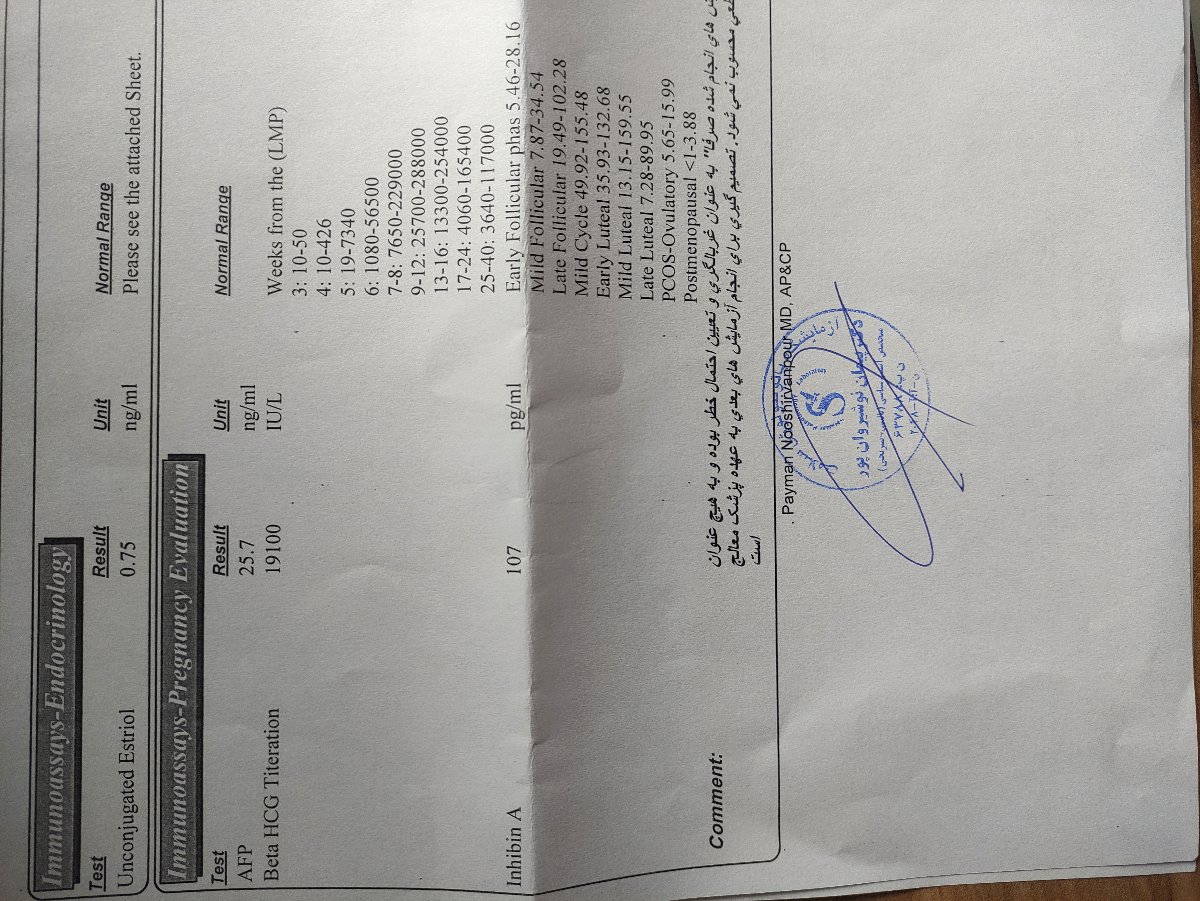 تفسیر آزمایش مرحله دوم غربالگری