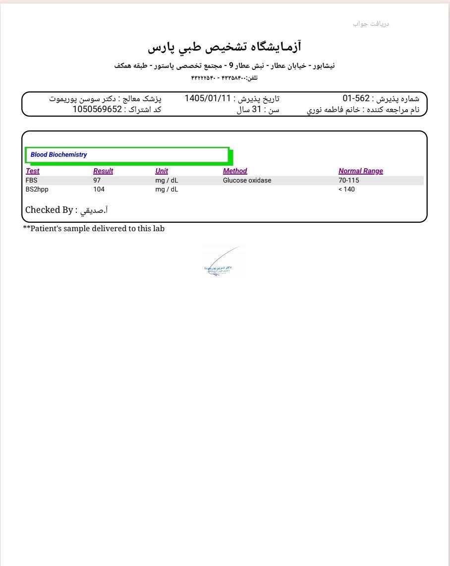 این جواب آزمایش من هست این جواب آزمایش من هست