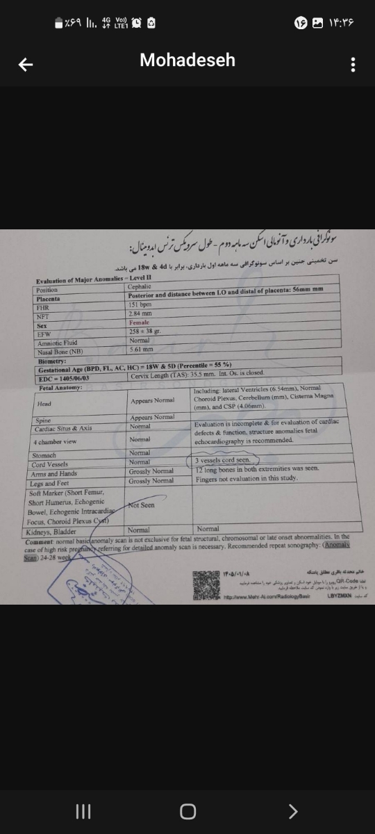 بررسی سونو گرافی آنومالی