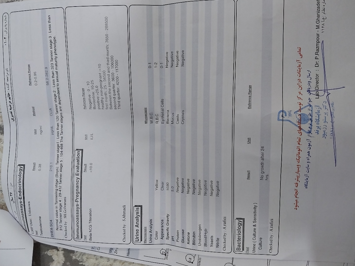تفسیر آزمایش چکاب خودم