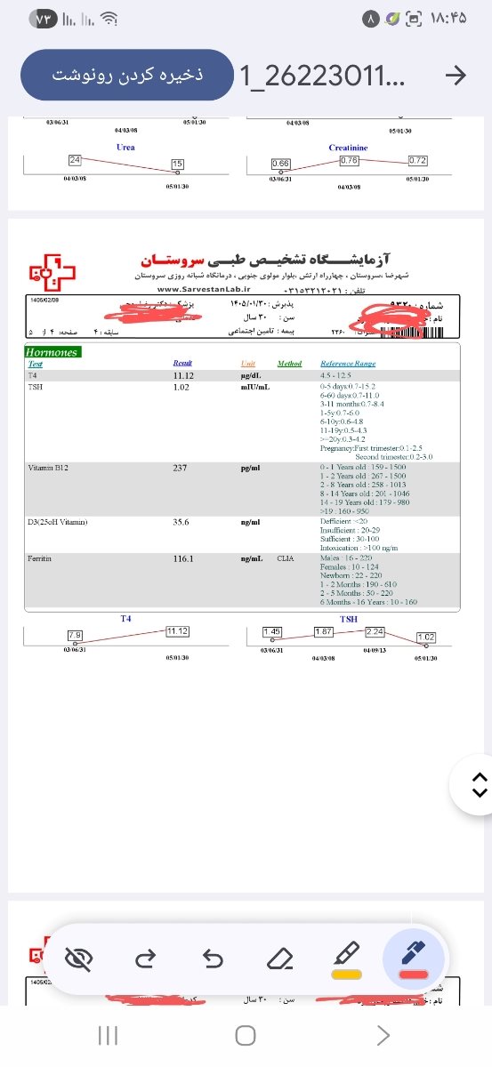 خانم دکتر لطفا جواب ازامایش منو ببینید