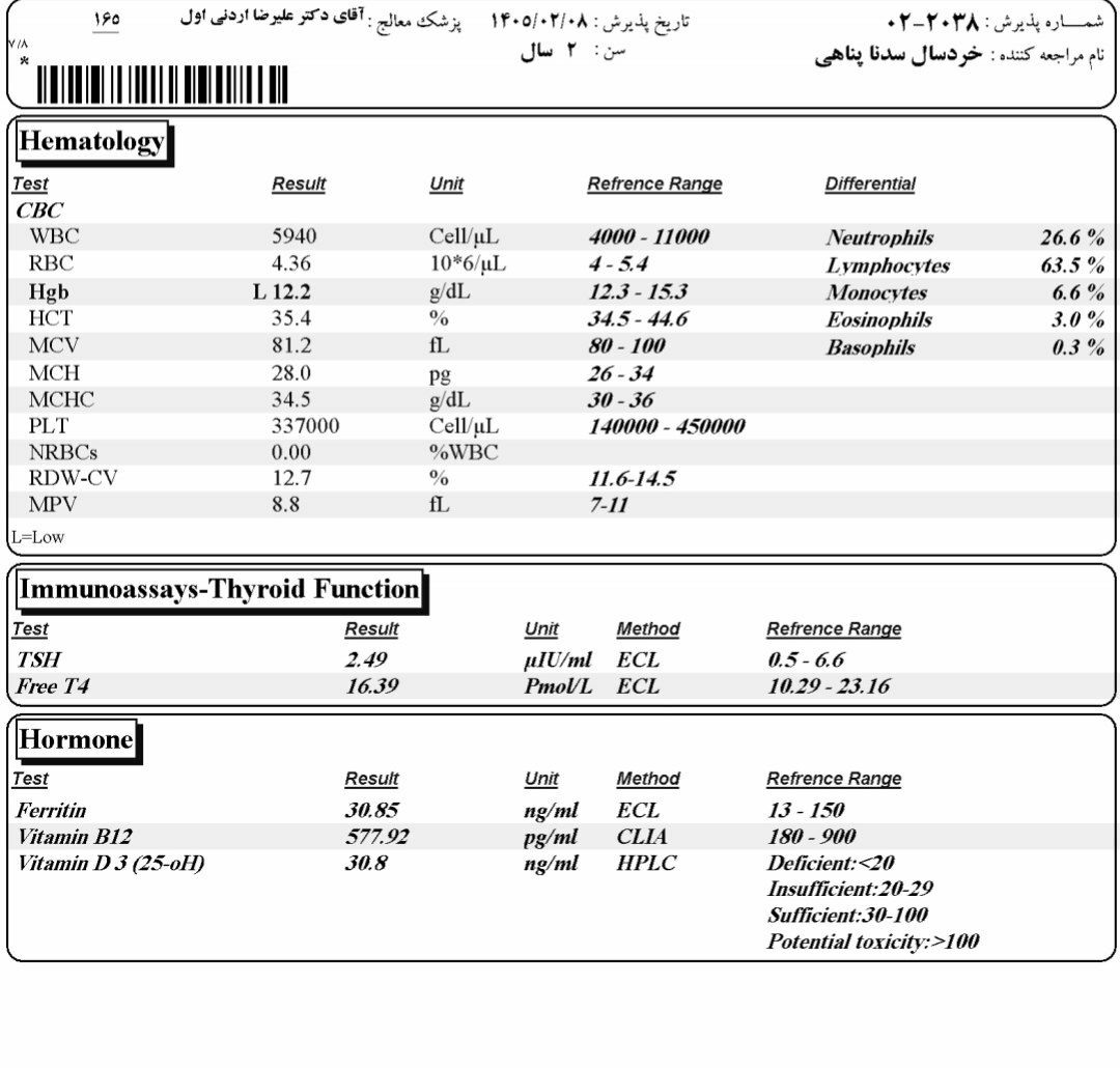 دکتر جان جواب آزمایش دخترم رو ببینید لطفا 🌸🙏🏽 دکتر جان جواب آزمایش دخترم رو ببینید لطفا 🌸🙏🏽