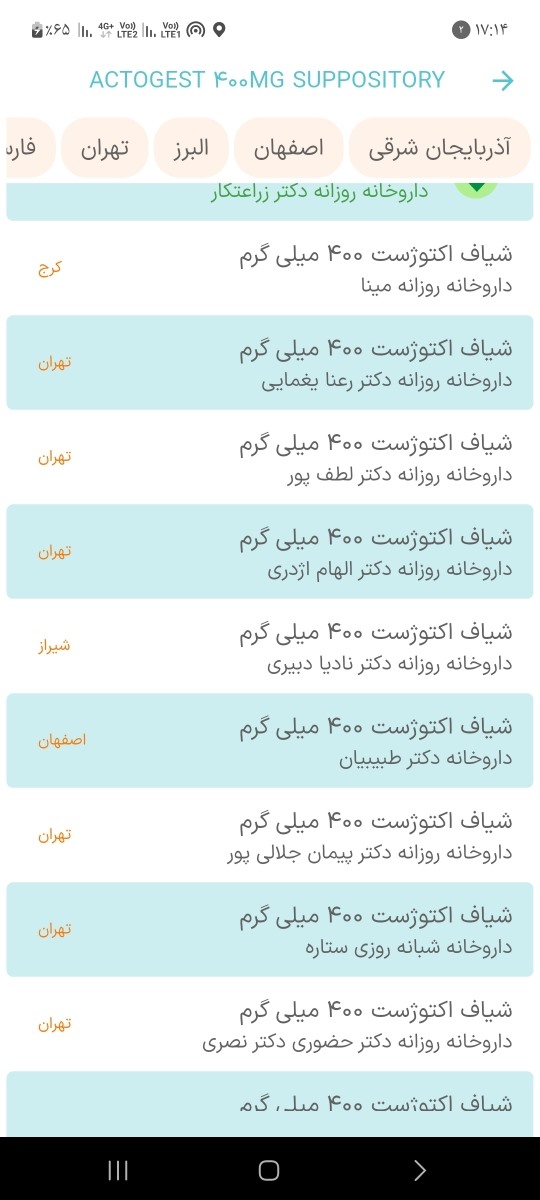 تهران این داروخونه ها دارند