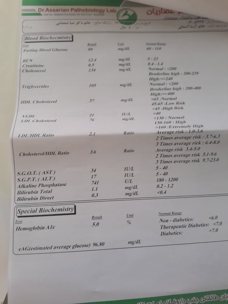 جواب آزمایش دخترم خاستم