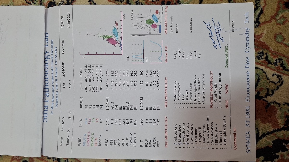 تفسیر ازمایش خودم و بچه هام