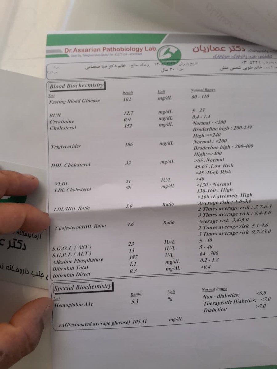 سلام جواب آزمایش و سونو خاستم