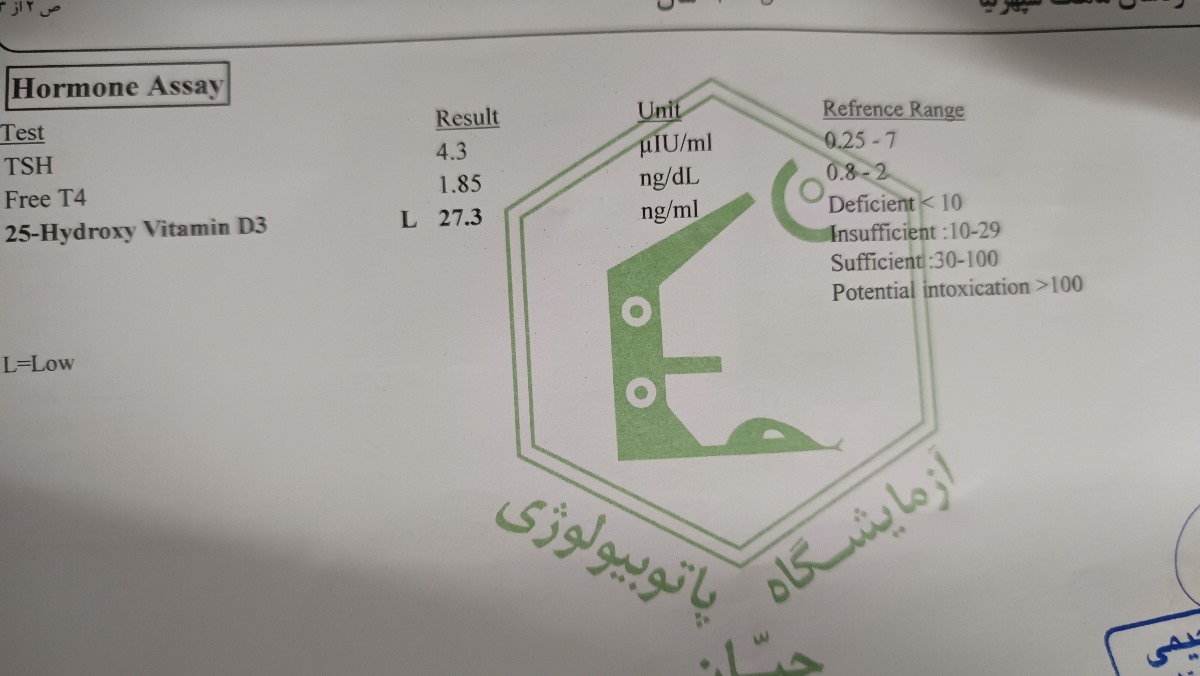 تفسیر ازمایش دخترم و کمبود ویتامین