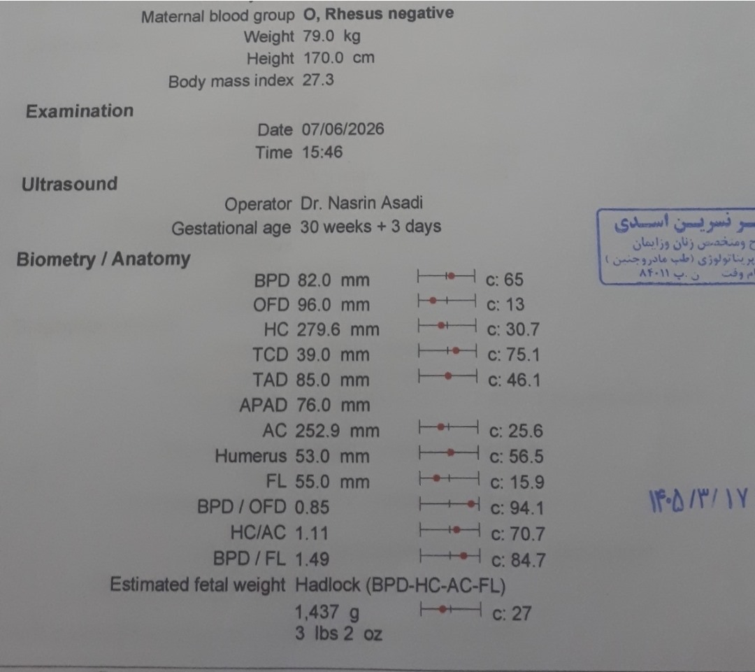 وزن جنین از هفته سی تا سی و چهار