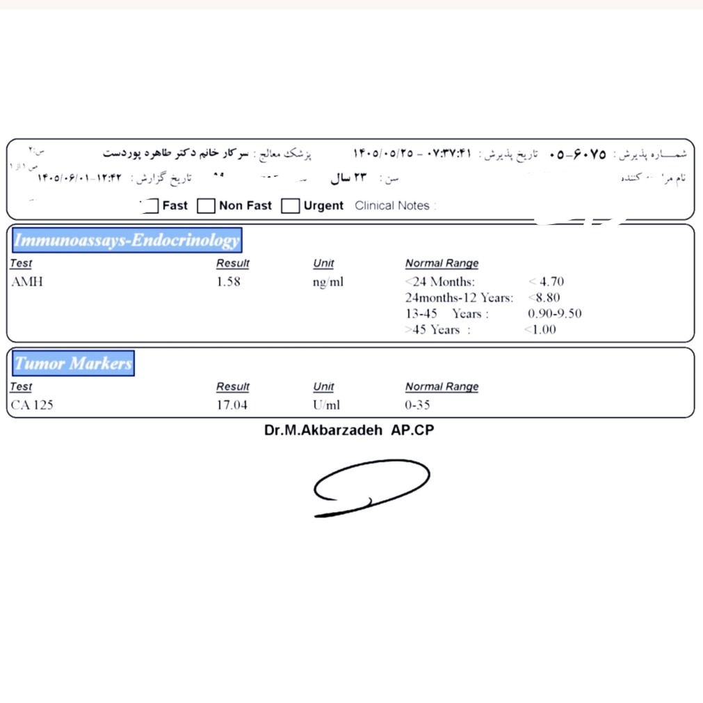 خانم دکتر عزیز میخواستم ازمایشمو برام تفسیر کنید