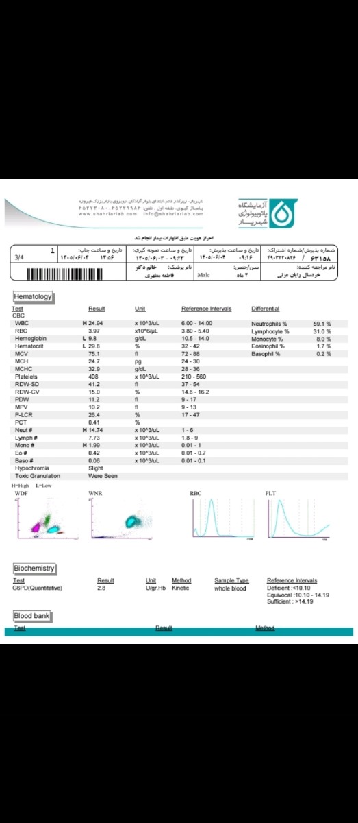 تفسیر آزمایش نوزاد ی