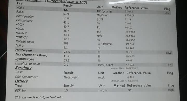 تفسیر ازمایش کودک۱ ساله تفسیر ازمایش کودک۱ ساله