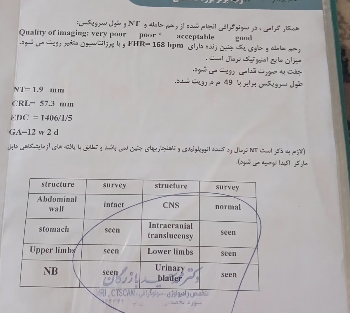 این سونو غربالگری 