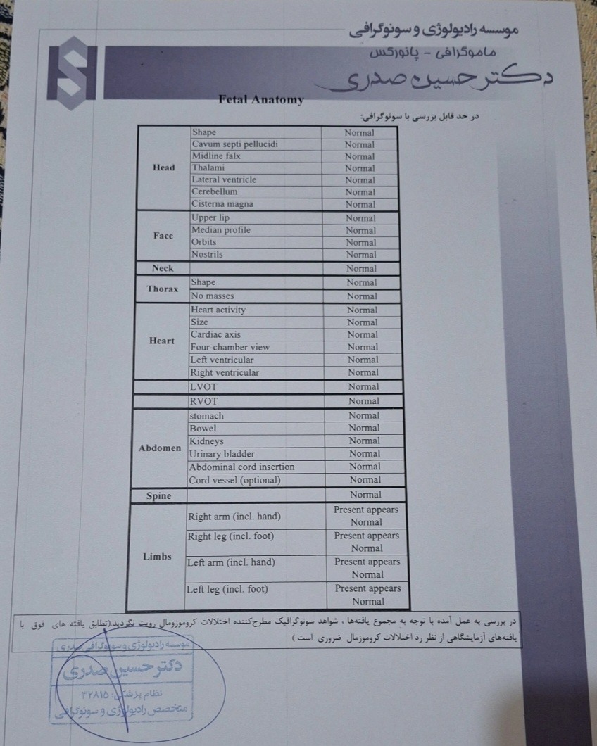 تفسیر جواب سونو آنومالی